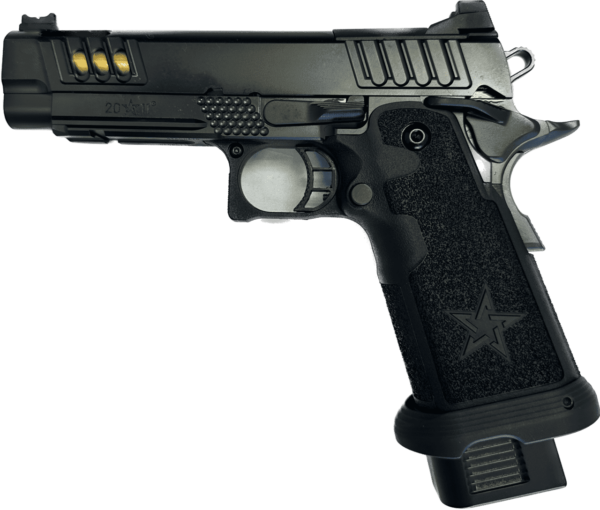 STACCATO P OPTIC READY CUSTOM TITANIUM NITRIDE GOLD BULL BARREL TACTICAL TEXTURE GRIP LEFT SIDE VIEW