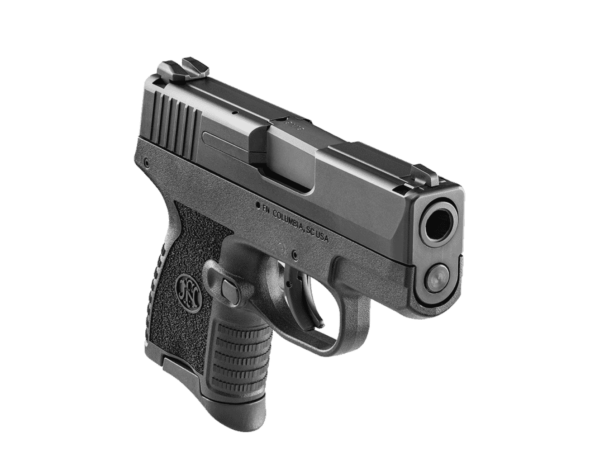 FN 503 BLACK 9MM TOP RIGHT SIDE VIEW FRONT ANGLE