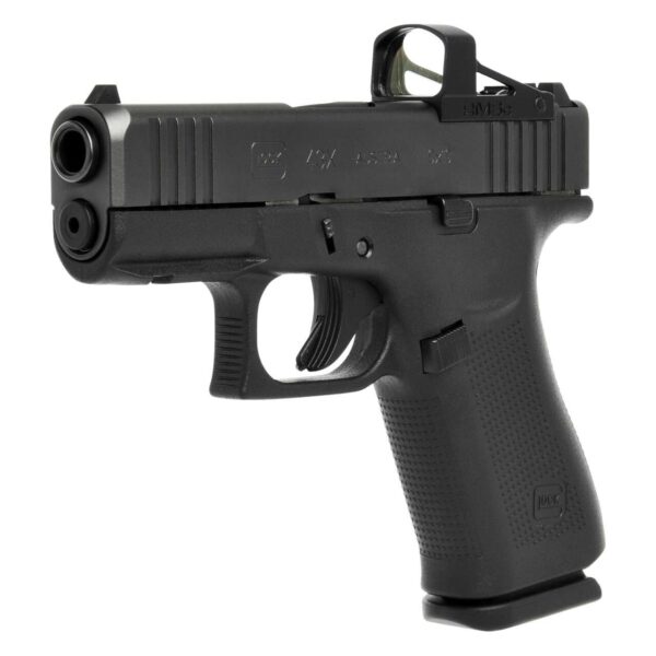 GLOCK 43X MOS US w/ SHIELD SIGHTS RMSC LEFT SIDE VIEW FRONT ANGLE