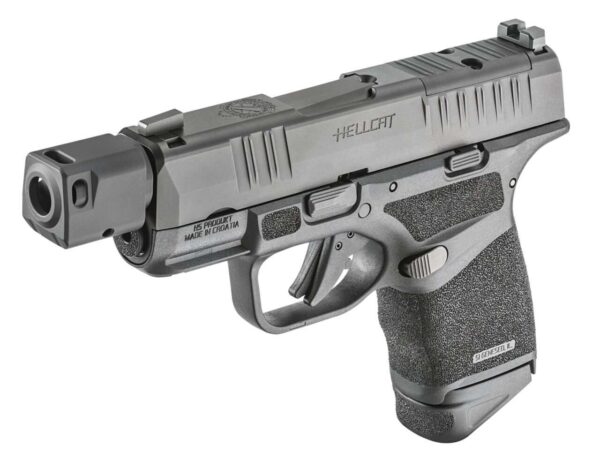 HELLCAT® RDP 3.8" MICRO-COMPACT 9MM BLACK FINGER EXTENSION MAGAZINE LEFT SIDE VIEW FRONT ANGLE