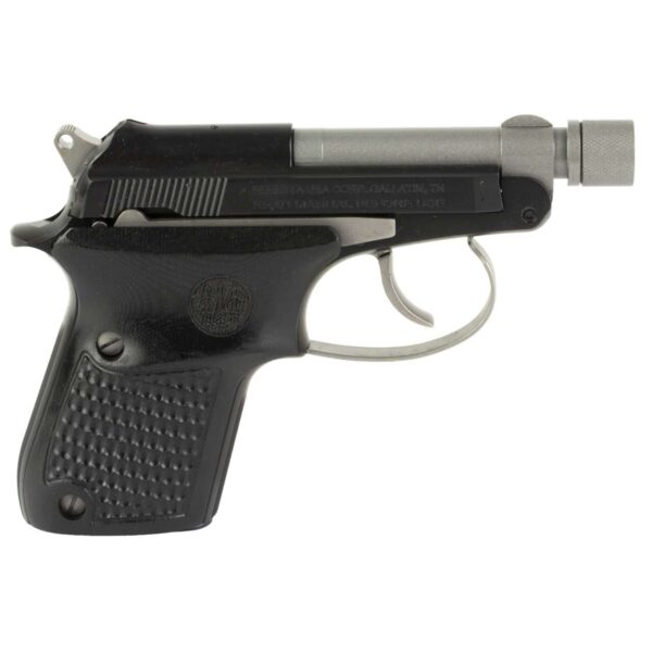 BERETTA 21A BOBCAT SILVER-BLACK GORILLA TWO-TONE .22LR LEFT SIDE VIEW