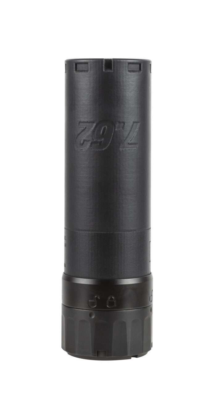 SIG SAUER SLX762C-QD COMPACT QUICK DISCONNECT INCONEL SILENCER 7.62 NATO TOP LEFT SIDE VIEW FRONT ANGLE