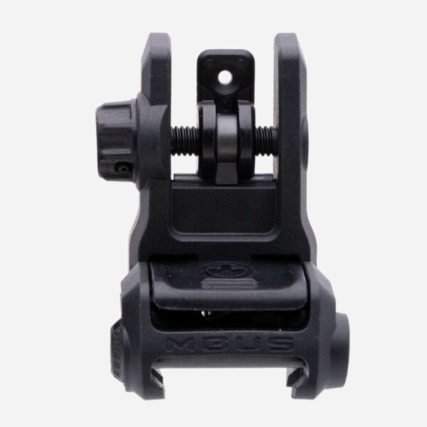 MAGPUL MBUS3 REAR SIGHT BLACK FRONT VIEW FLIPPED UP