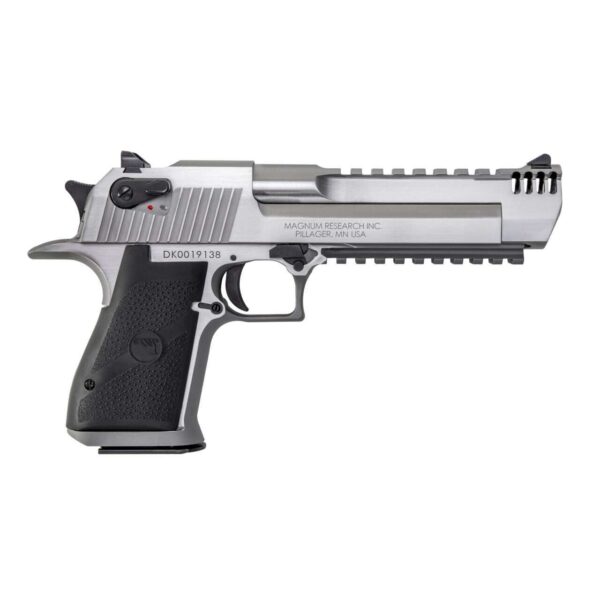MAGNUM RESEARCH DESERT EAGLE .44 MAGNUM STAINLESS W/ INTEGRAL MUZZLE BRAKE RIGHT SIDE VIEW