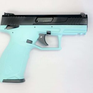 TX22 CYAN FRAME BLACK SLIDE LEFT SIDE VIEW