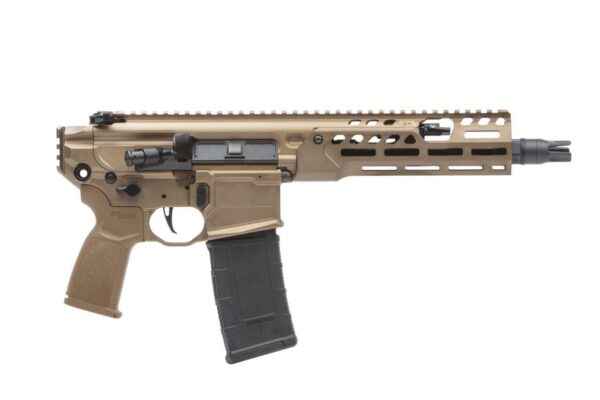 SIG SAUER MCX-SPEAR LT PISTOL 9" COYOTE .300BLK LEFT SIDE VIEW FRONT ANGLE