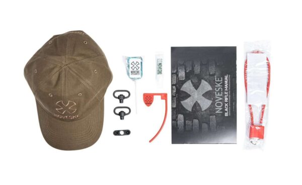 NOVESKE GEN4 SPACE BABY 5.5" TIGER EYE BROWN SHORT BARREL RIFLE GOODIES IN BOX, HAT, QD SWIVELS, QD MOUNT, LOCK, PAPERS, LOLLIPOP, FROG LUBE