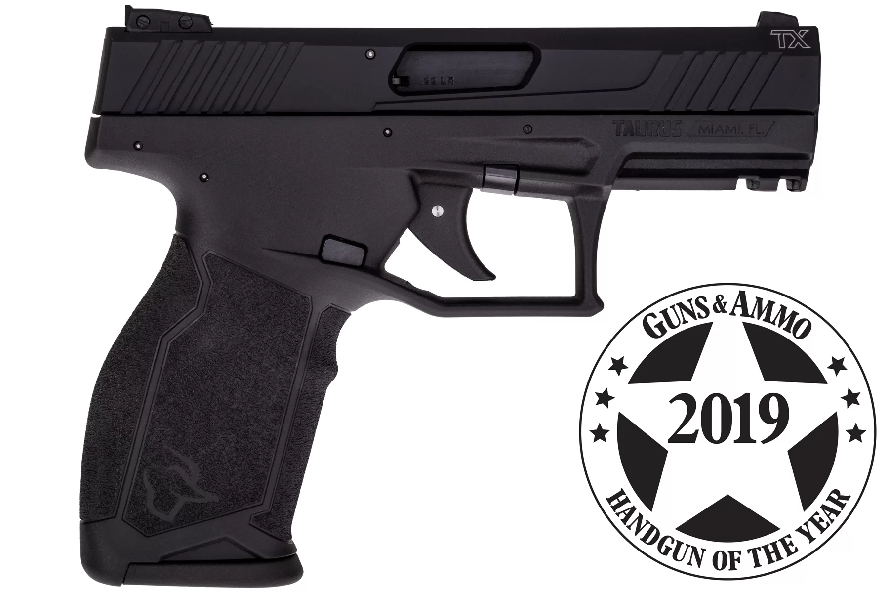 TAURS TX22 ANODIZED BLACK BLACK POLYMER FRAME LEFT SIDE VIEW