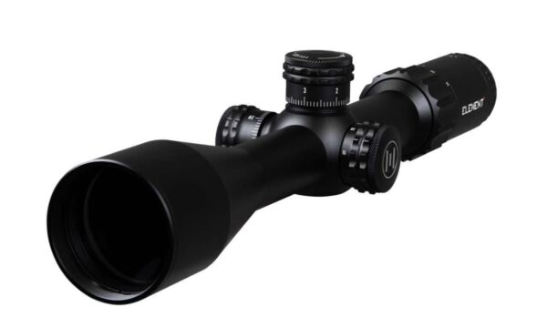 ELEMENT HELIX 6-24X50 FFP APR-2D MRAD TOP LEFT SIDE VIEW FRONT ANGLE