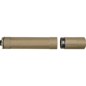 surefire ryder 9m-ti dark earth top left side view front angle with front end separated and vertical