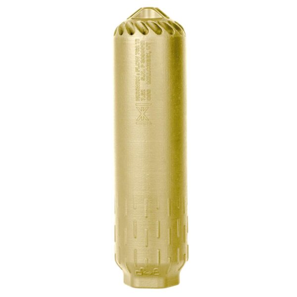 HUXWRX FLOW 762 TI FLAT DARK EARTH SILENCER VERTICAL VIEW MUZZLE UP