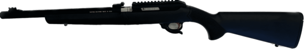 TACTICAL SOLUTIONS X-RING TAKEDOWN RIFLE MATTE BLACK CUSTOM WITH RED TRIGGER .22 LR LEFT SIDE VIEW