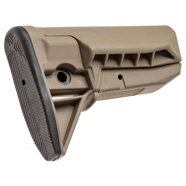 BCM GUNFIGHTER SOPMOD STOCK MOD 0 FLAT DARK EARTH RIGHT SIDE VIEW REAR ANGLE
