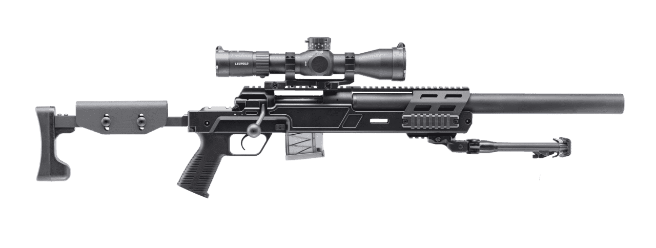 B&T SPR 300 PRO PISTOL KIT WITH SILENCER, BIPOD AND SCOPE RINGS RIGHT SIDE VIEW DOES NOT COME WITH OPTIC