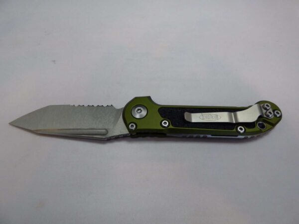 MICROTECH KNIVES L.U.D.T. TANTO EDGE GEN III OD GREEN STONEWASH PARTIAL SERRATED EDGE UP