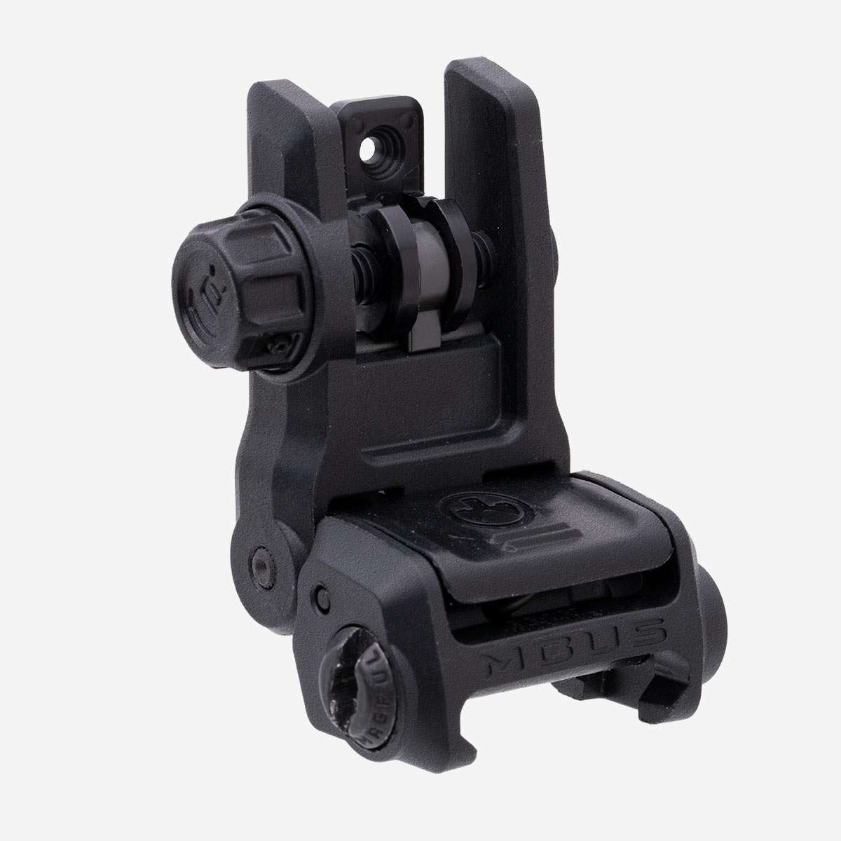 MAGPUL MBUS3 REAR SIGHT BLACK FRONT VIEW RIGHT ANGLE FLIPPED UP