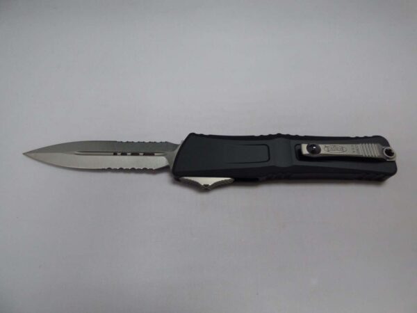 MICROTECH COMBAT TROODON DOUBLE EDGE GEN III STONEWASH FULL SERRATED CLIP SIDE