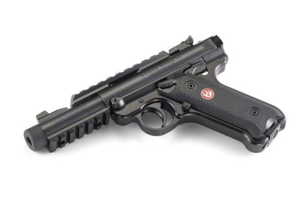 RUGER MKIV TACTICAL LEFT SIDE VIEW FRONT ANGLE LAYING FLAT
