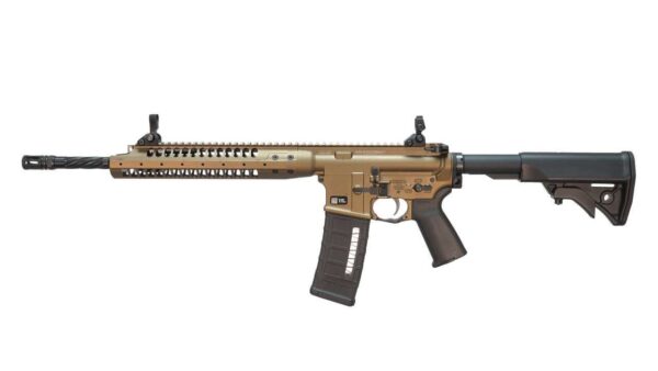 LWRC SIX8 A5 RAZORBACK II LEFT SIDE VIEW STOCK EXTENDED WITH 30 ROUND MAGAZINE