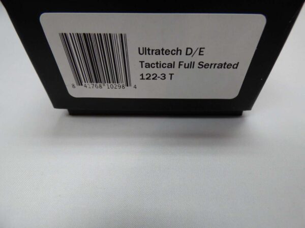 microtech ultratech double edged black blade SERRATED black hardware box