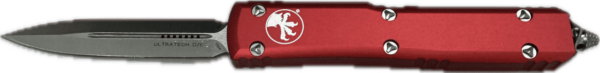 MICROTECH KNIVES ULTRATECH DOUBLE EDGE RED SATIN STANDARD LABEL