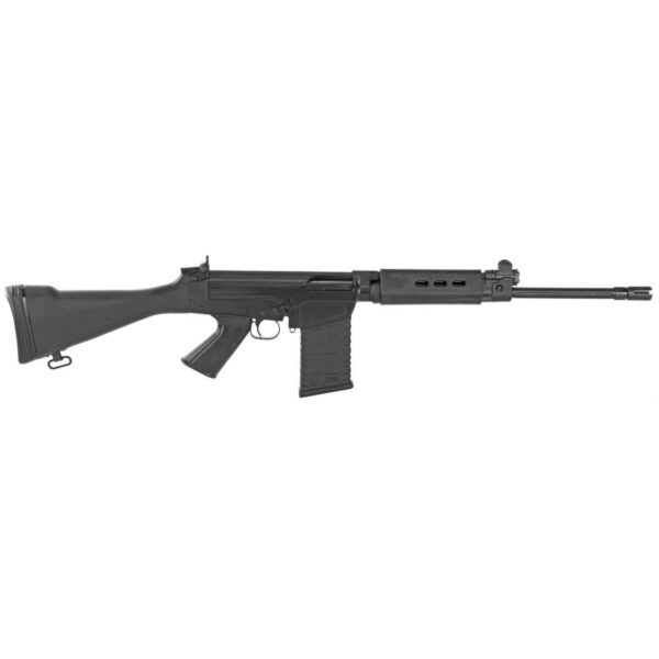 DSA SA58 16" FLUTED TACTICAL BARREL FIXED STOCK 7.62X51 NATO TOP LEFT SIDE VIEW FRONT ANGLE