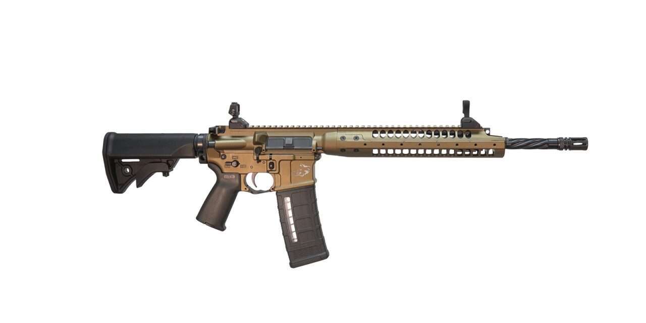 LWRC SIX8 A5 RAZORBACK II RIGHT SIDE VIEW MAGAZINE WELL WITH RAZORBACK LOGO