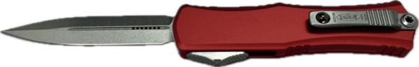 MICROTECH KNIVES MINI HERA II DOUBLE EDGE RED STONEWASH STANDARD BOX/LABEL