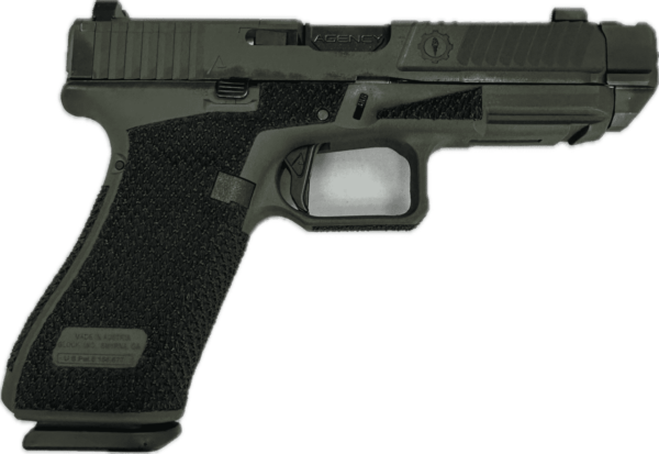 AGENCY ARMS GLOCK 45 SAGE DYNAMICS OD GREEN AOS 9MM LEFT SIDE VIEW