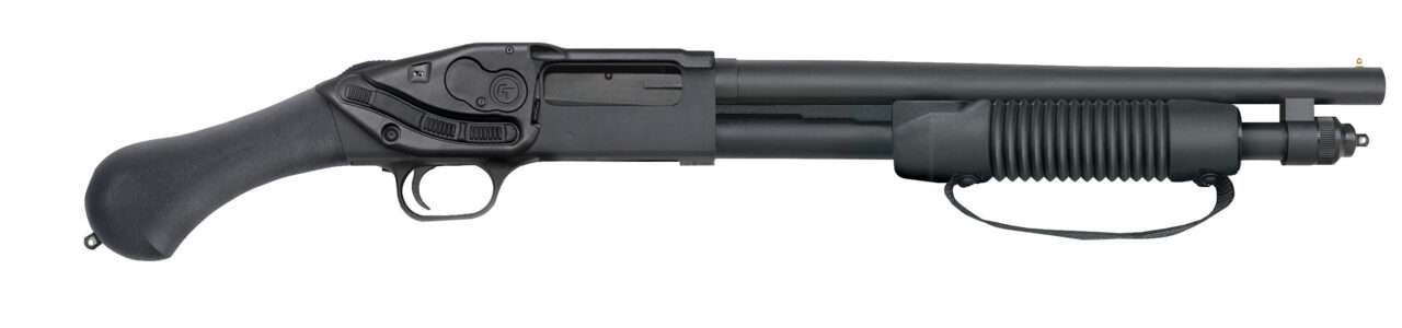 MOSSBERG 590 SHOCKWAVE LASER SADDLE 20GA RIGHT SIDE VIEW
