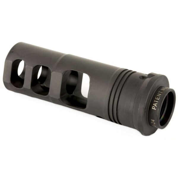 SUREFIRE SOCOM MUZZLE BRAKE .338 TOP RIGHT SIDE VIEW BACK ANGLE