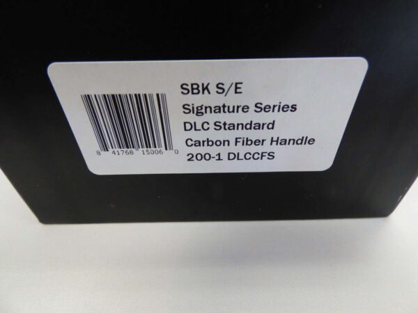 MICROTECH SBK SINGLE EDGE SIGNATURE SERIES DLC STANDARD CARBON FIBER HANDLE label