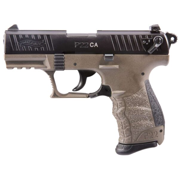 WALTHER P22 CALIFORNIA FDE/BLACK .22LR LEFT SIDE VIEW