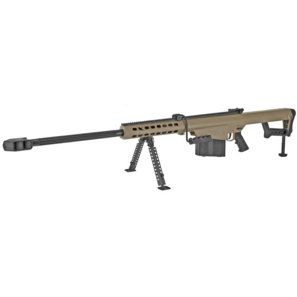 BARRETT MODEL M82A1 29" FLAT DARK EARTH .50 BMG TOP LEFT SIDE VIEW FRONT ANGLE