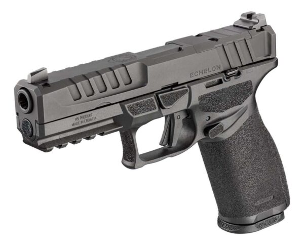 SPRINGFIELD ARMORY ECHELON U-NOTCH 4.5" BLACK 9MM TOP LEFT SIDE VIEW FRONT ANGLE