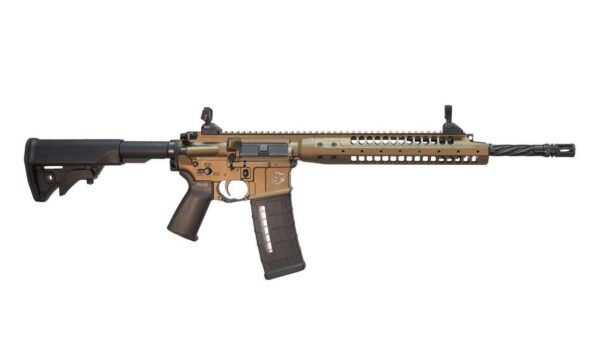 LWRC SIX8 A5 RAZORBACK II RIGHT SIDE VIEW STOCK EXTENDED WITH 30 ROUND MAGAZINE