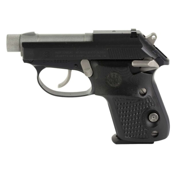 BERETTA 3032 TOMCAT SILVER-BLACK GORILLA TWO-TONE THREADED .32ACP LEFT SIDE VIEW
