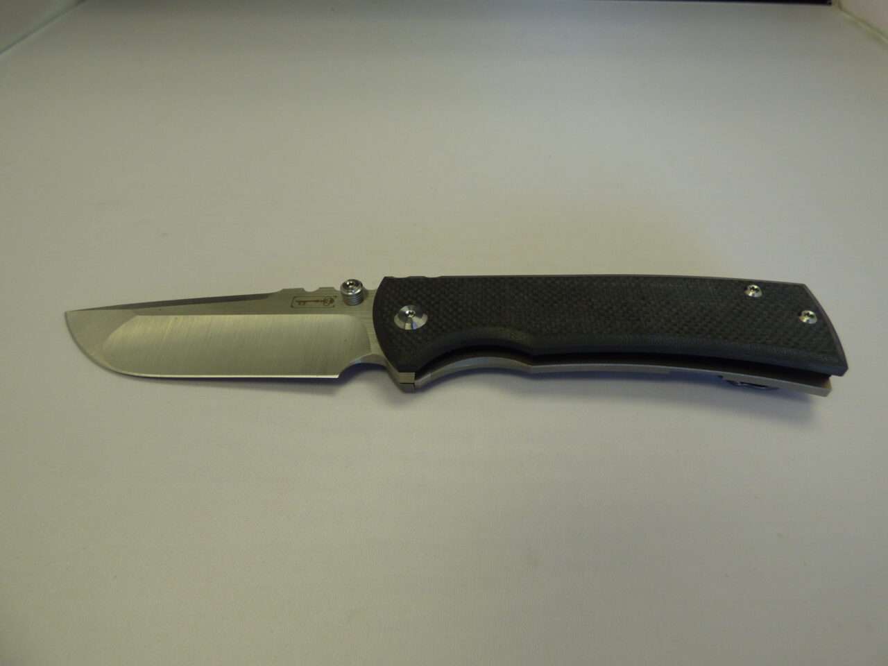 CHAVES REDENCION 229 DROP POINT STONEWASHED TITANIUM BLACK G-10 MACHINE BLADE LABEL