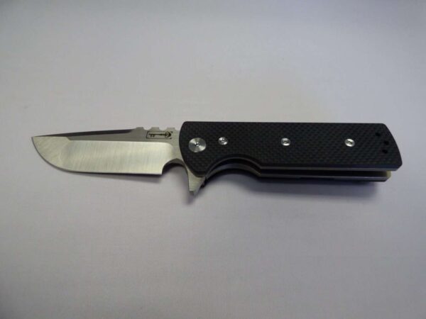 CHAVES T.A.K. BLACK G-10 SCALES BELT FINISH DROP POINT LABEL