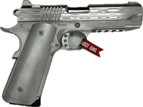 CABOT SERENITY COMMNANDER 4.25" DAMASCUS 1911 9MM LEFT SIDE VIEW