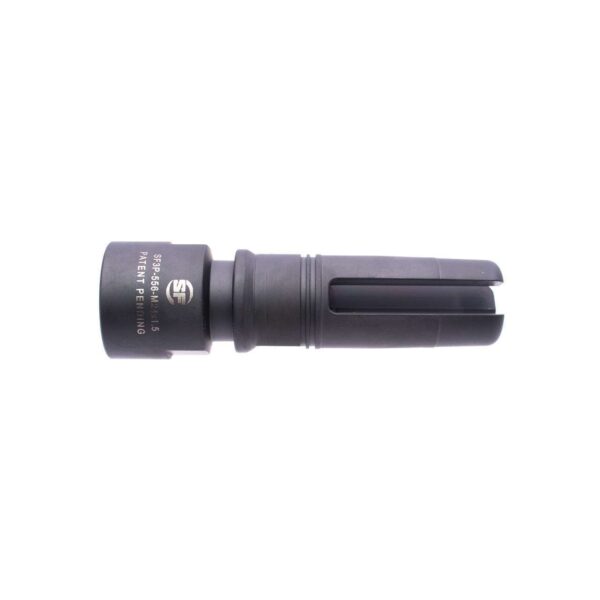 SUREFIRE SOCOM 3-PRONG FLASH HIDER 5.56 M24X1.5 AK74 RIGHT SIDE VIEW REAR ANGLE