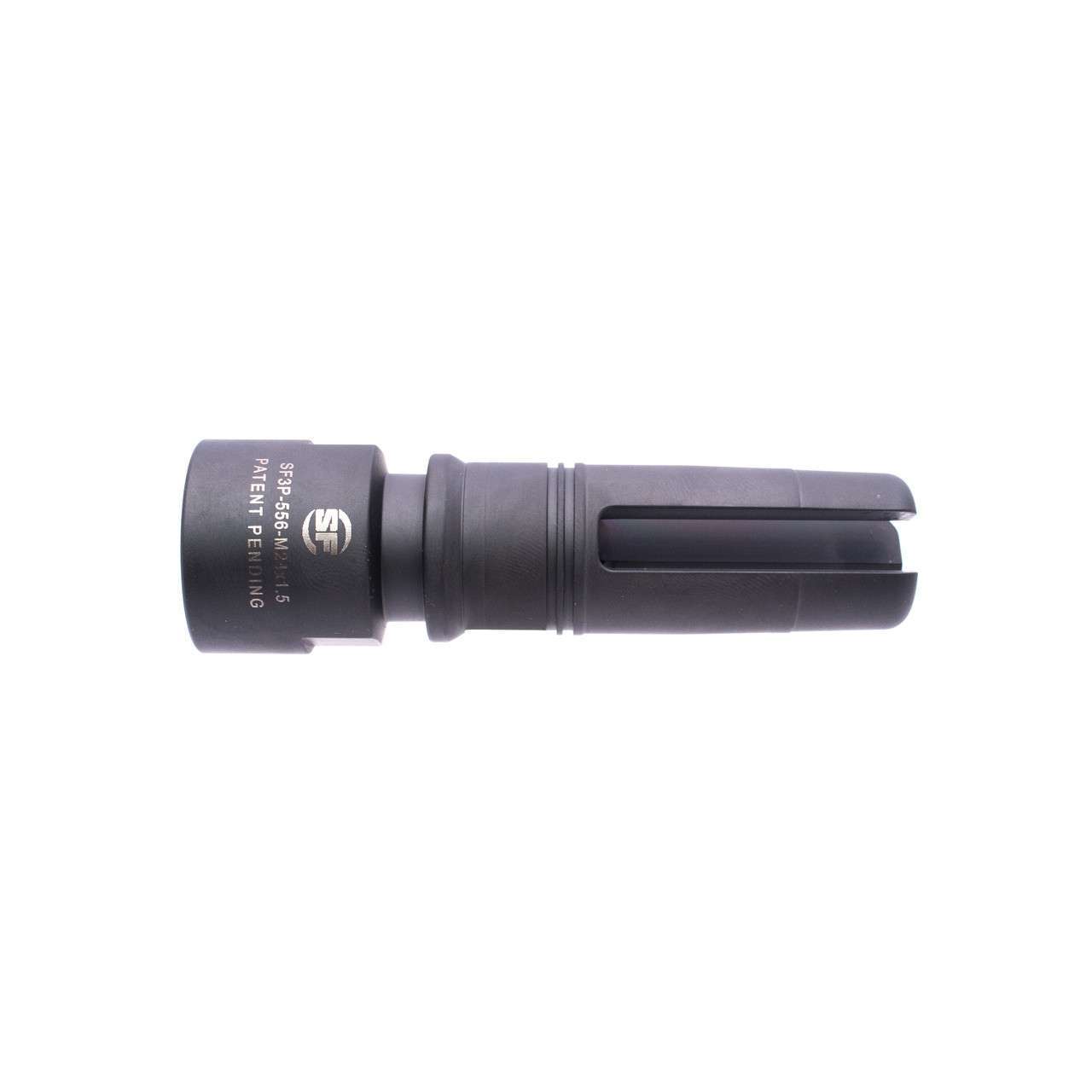 SUREFIRE SOCOM 3-PRONG FLASH HIDER 5.56 M24X1.5 AK74 RIGHT SIDE VIEW REAR ANGLE