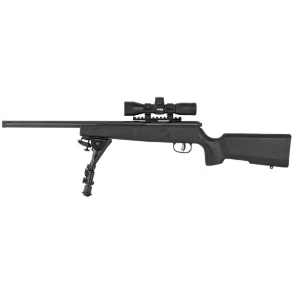 SAVAGE RASCAL TARGET XP WITH SCOPE AND BIPOD .22 LEFT SIDE VIEW