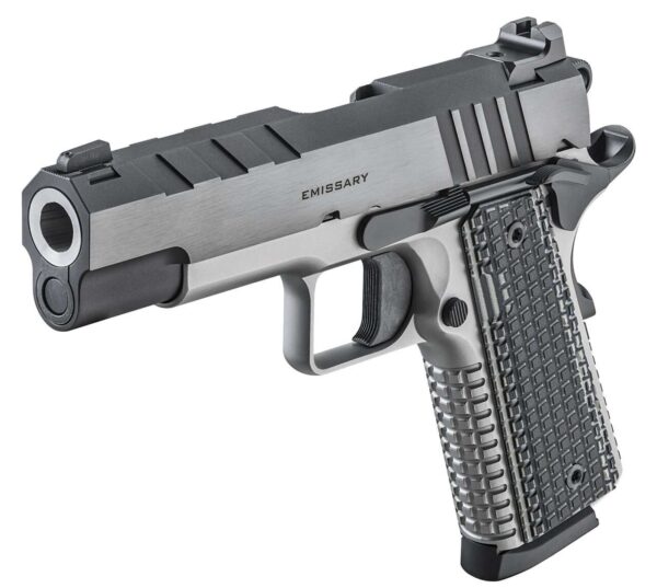 SPRINGFIELD ARMORY 1911 EMISSARY 4.25" .45 ACP LEFT SIDE VIEW FRONT ANGLE