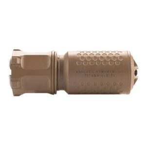 KNIGHTS ARMAMENT CO 556 QDC/MCQ-PRT FDE SILENCER TOP LEFT SIDE VIEW FRONT ANGLE