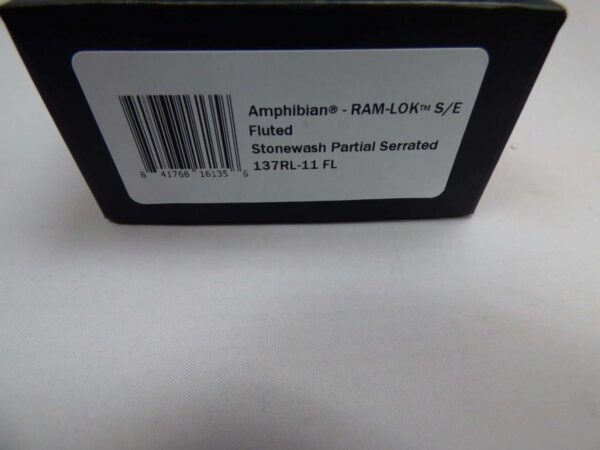 MICROTECH KNIVES AMPHIBIAN RAM-LOK SINGLE EDGE FLUTED STONEWASH PARTIAL SERRATED LABEL