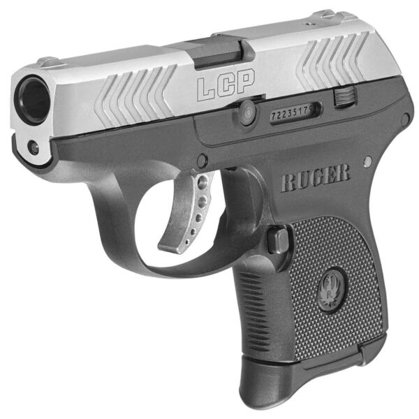 RUGER LCP STAINLESS .380 ACP LEFT SIDE VIEW FRONT ANGLE