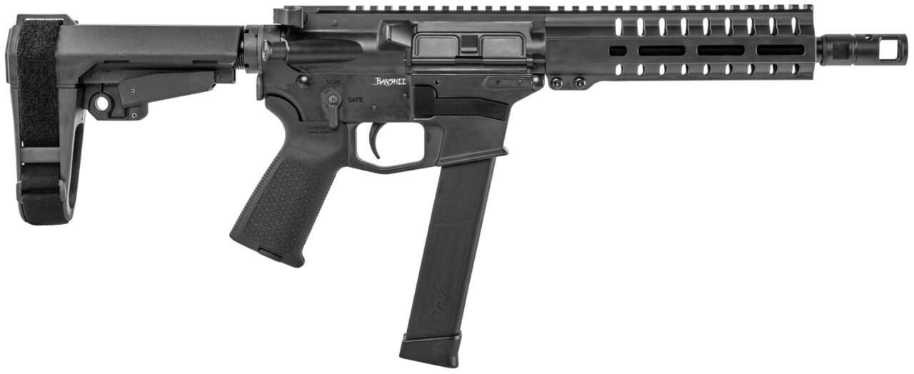 CMMG BANSHEE 300 MK10 8" GRAPHITE BLACK 10MM BOTTOM RIGHT SIDE VIEW FRONT ANGLE