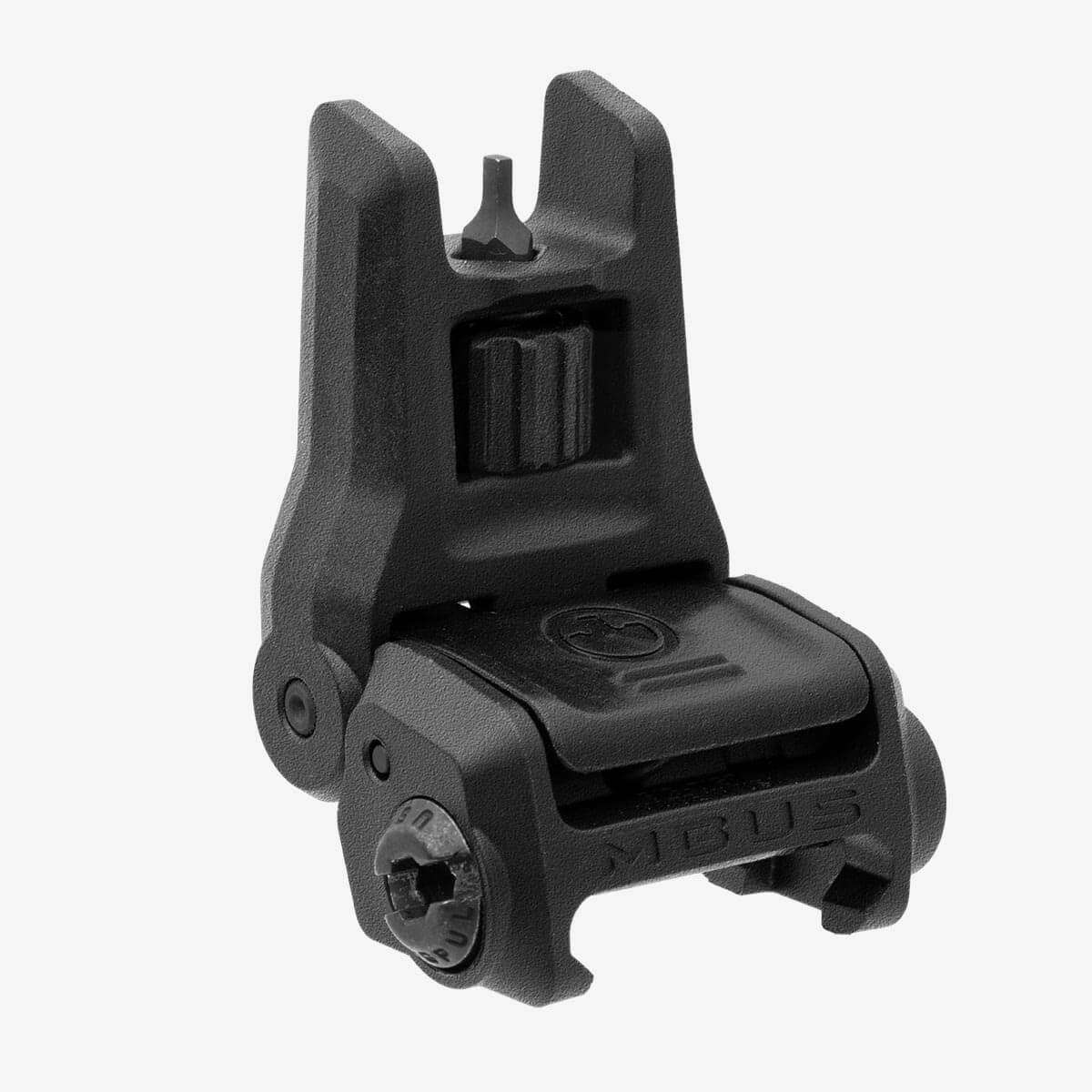 MAGPUL MBUS3 FRONT SIGHT BLACK FRONT VIEW RIGHT ANGLE FLIPPED UP