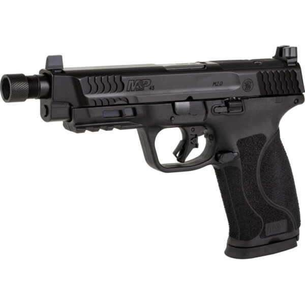 SMITH & WESSON M&P®45 M2.0® THREADED BARREL OPTICS READY FULL SIZE .45ACP LEFT SIDE VIEW FRONT ANGLE